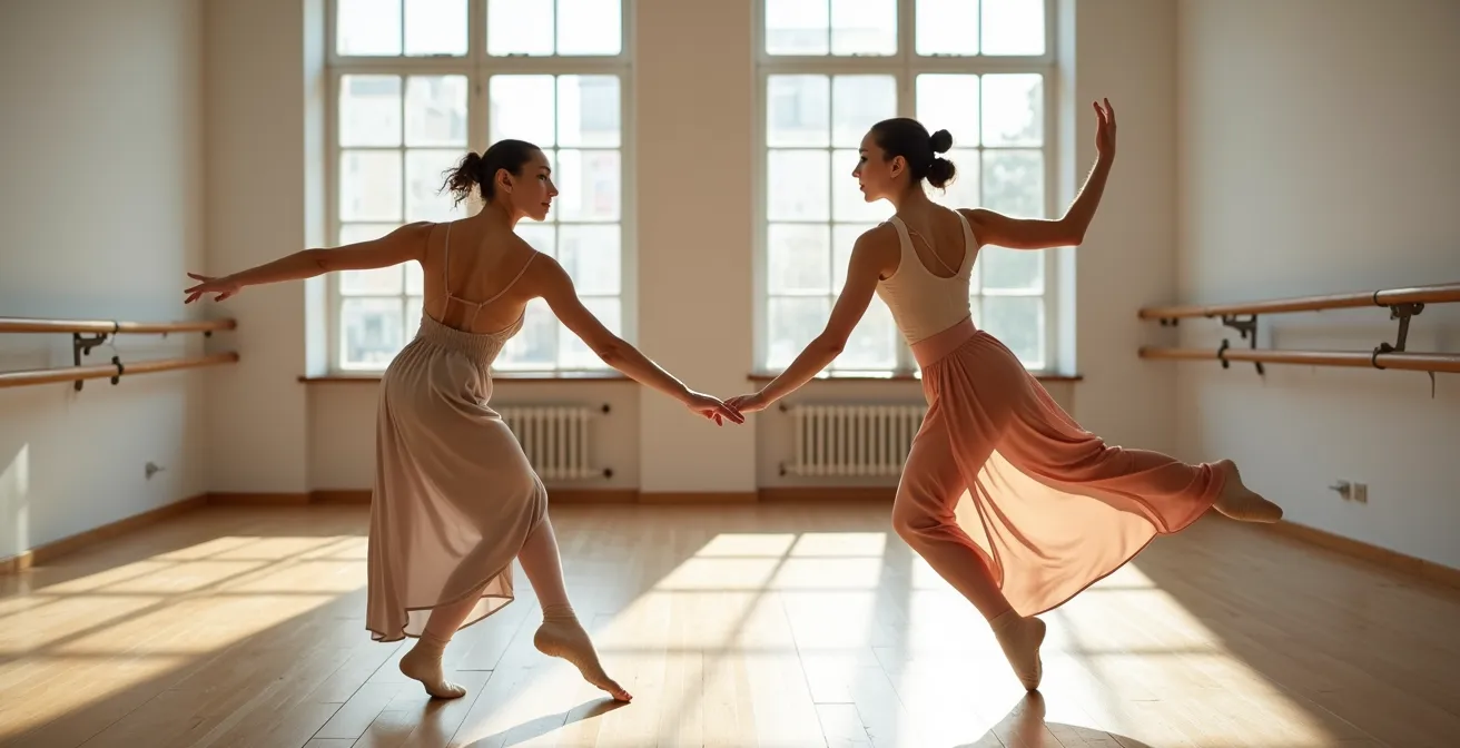 Danseurs en mouvement dans un studio de danse contemporaine à Montréal