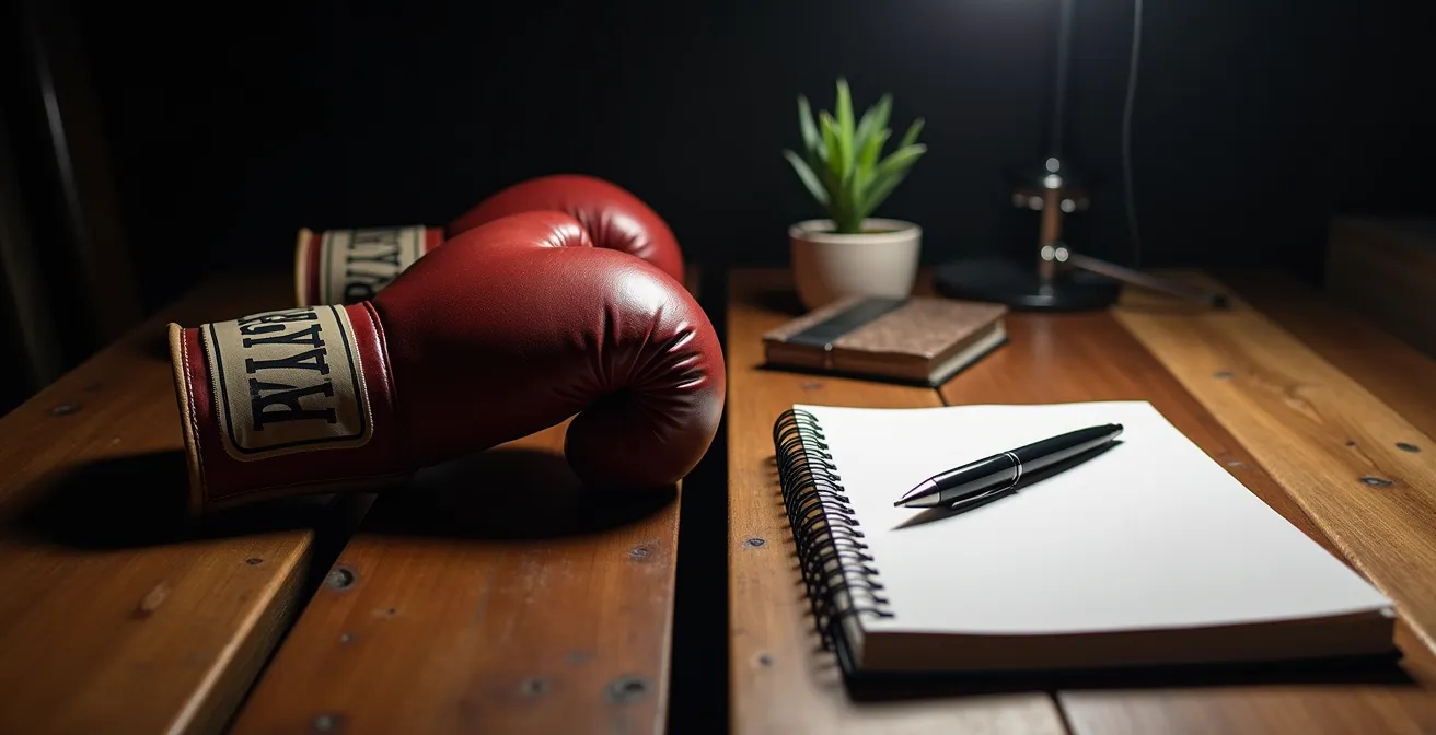 Métaphore visuelle entre la boxe et le milieu professionnel