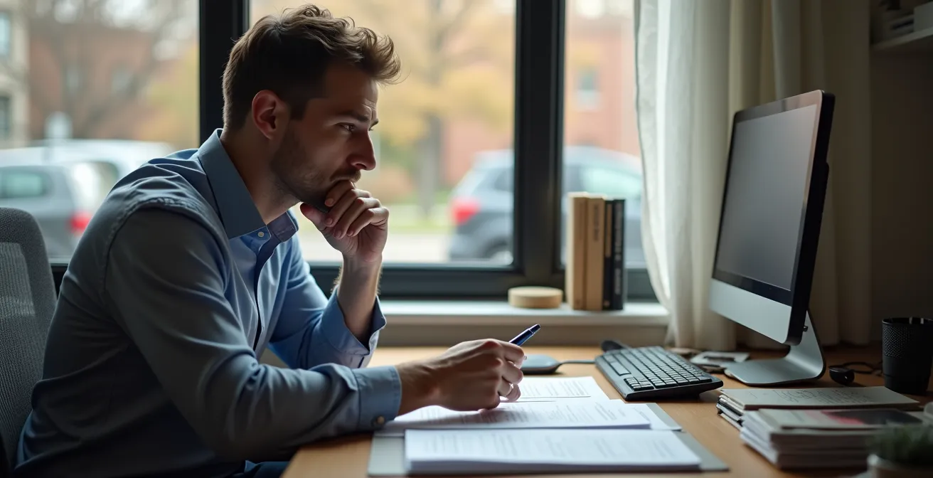 Propriétaire consultant des documents de vérification dans un bureau lumineux à Montréal